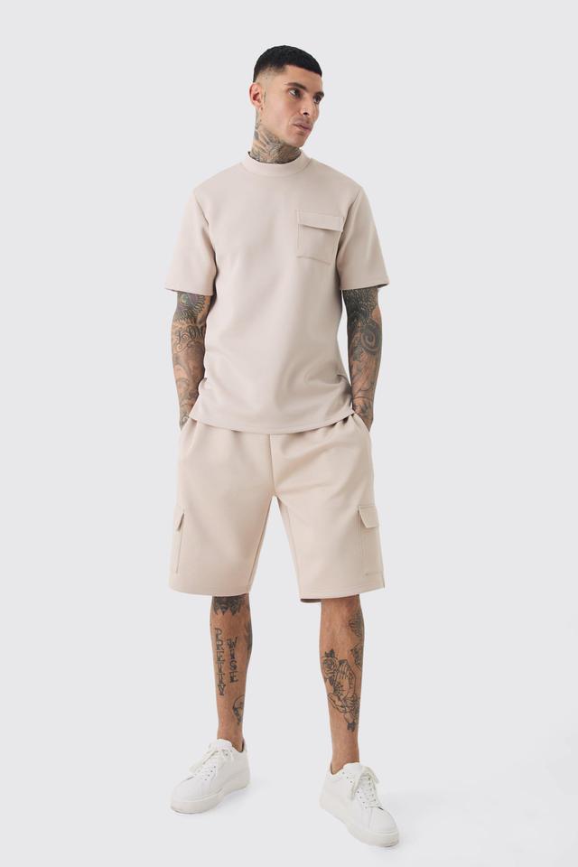 Tall Scuba Extended Neck Pocket T-shirt & Cargo Short Set | boohooMAN USA Product Image