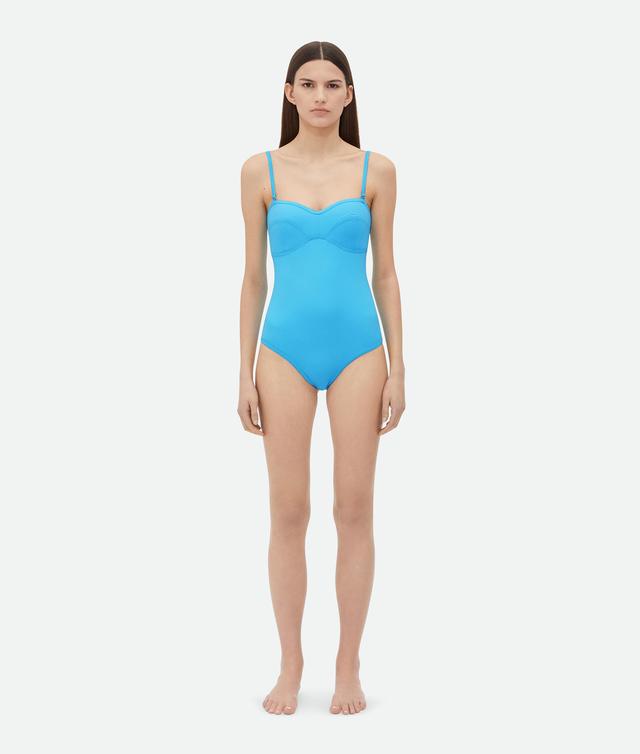 Women's Stretch Nylon Bustier Swimsuit in Hydrangea Product Image