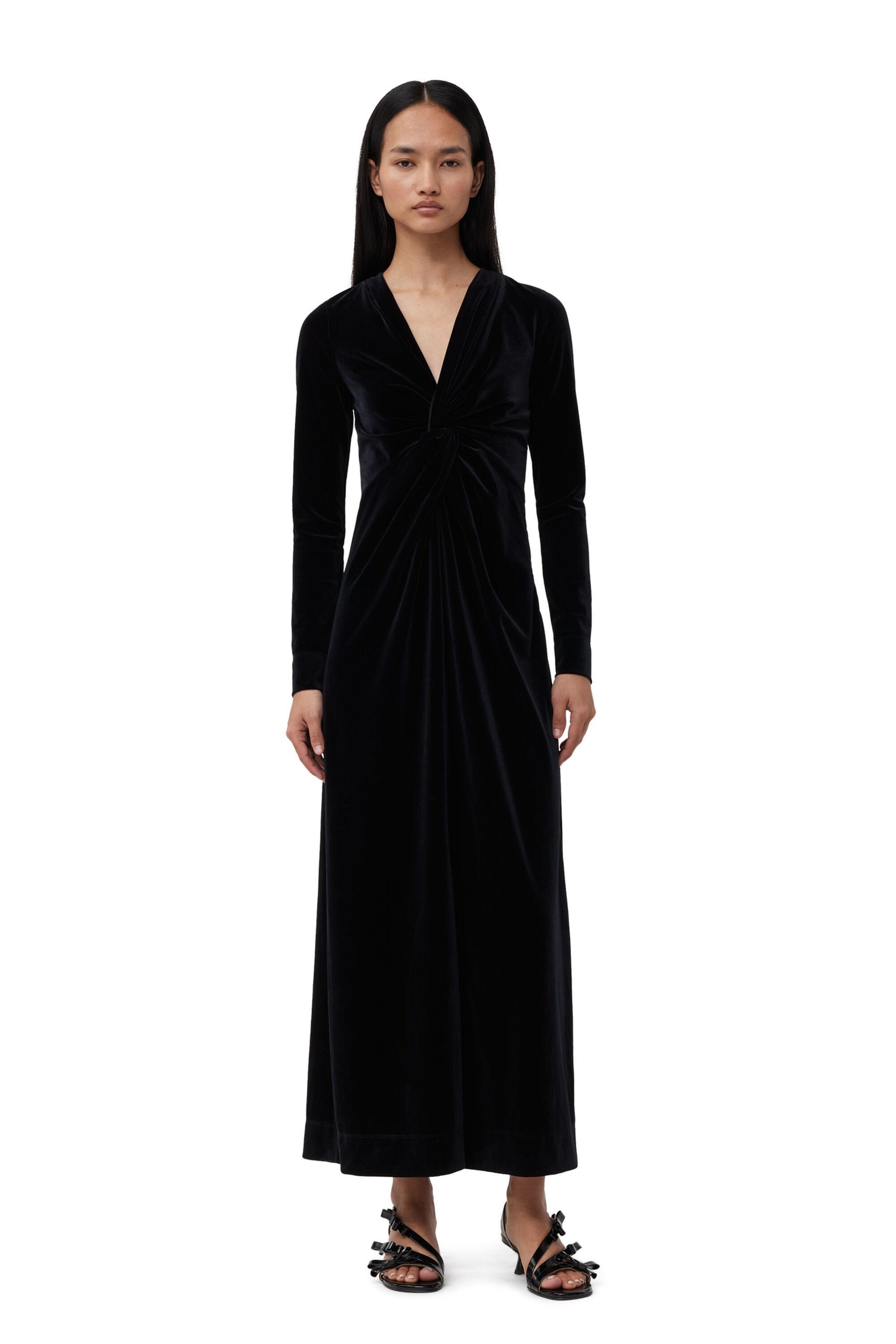 Black Velvet Jersey Twist Long Dress product image