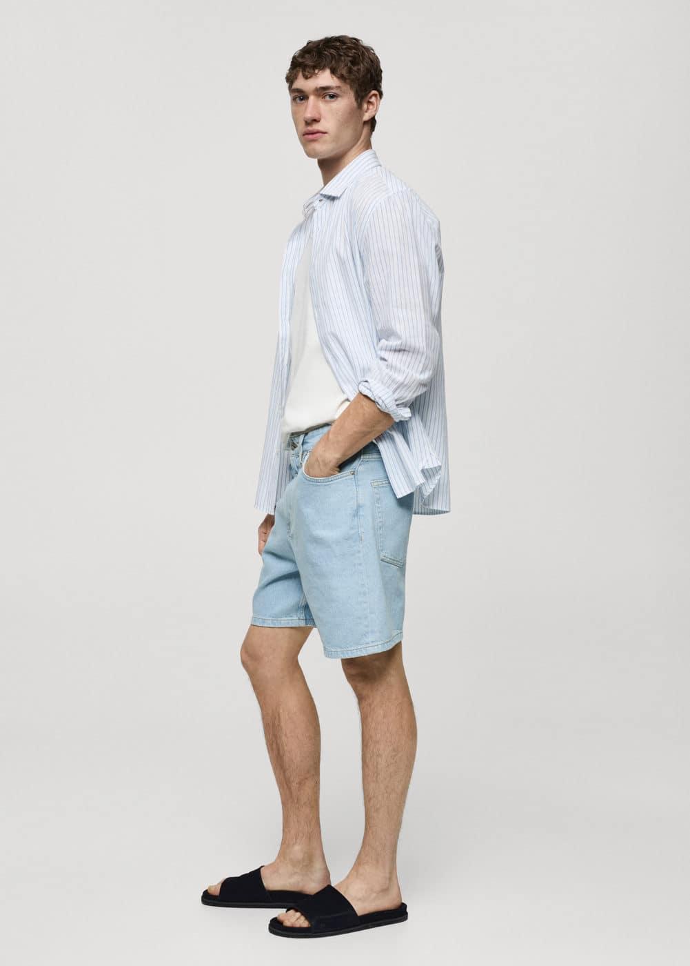 MANGO MAN - Regular fit denim Bermuda shorts bleach blueMen Product Image