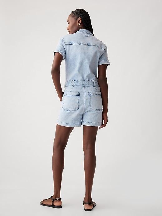 Belted Denim Romper Product Image