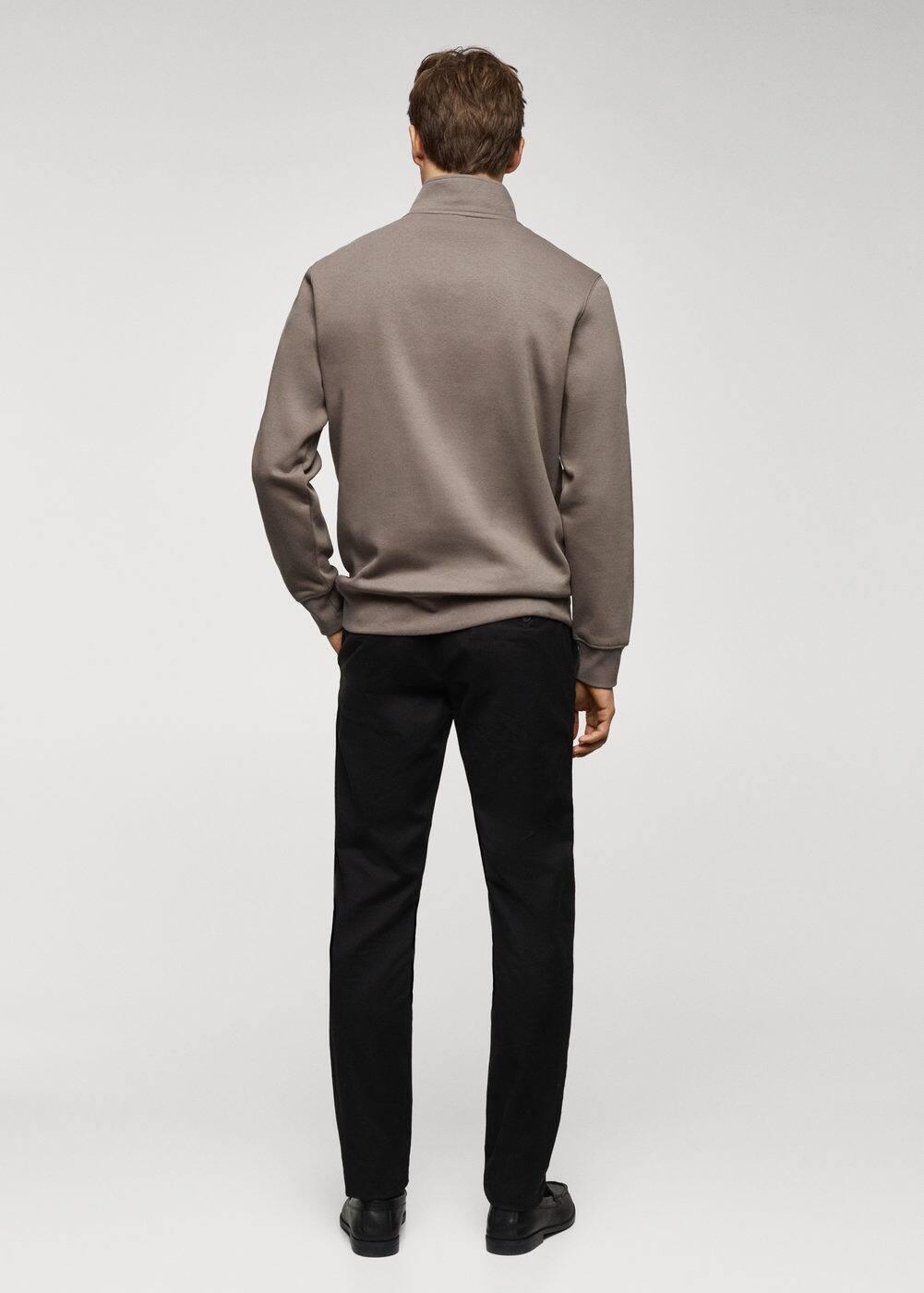 MANGO MAN - Cotton sweatshirt with zipper neck mink greyMen Product Image