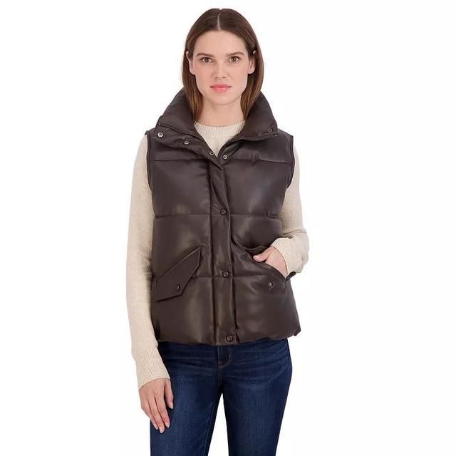 Sebby Collection Womens Faux Leather Puffer Vest Product Image