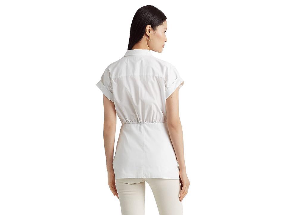 Lauren Ralph Lauren Tie Front Cotton Broadcloth Shirt Women's Clothing Product Image