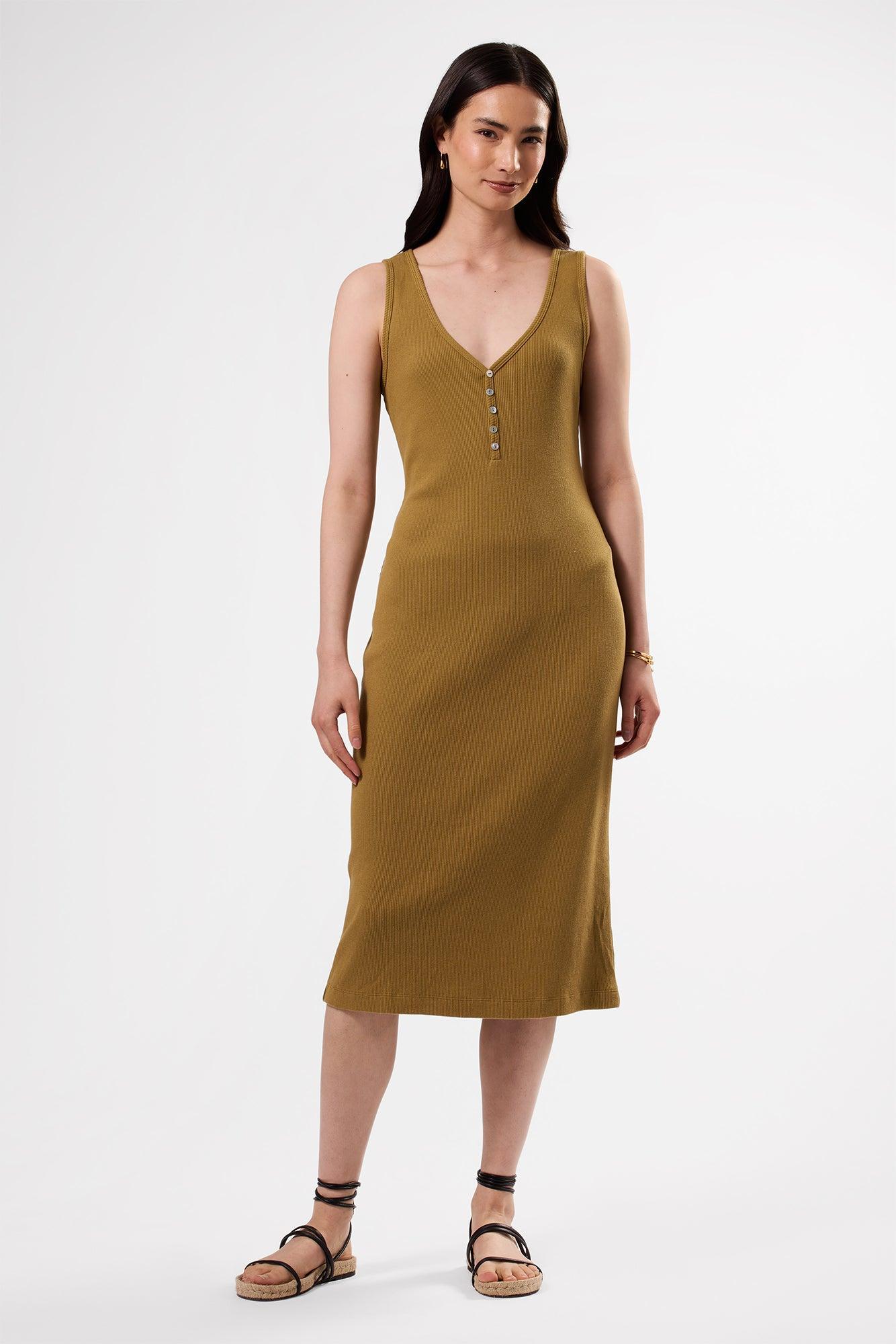 Deacon Organic Cotton Modal Rib Dress - Elm Product Image