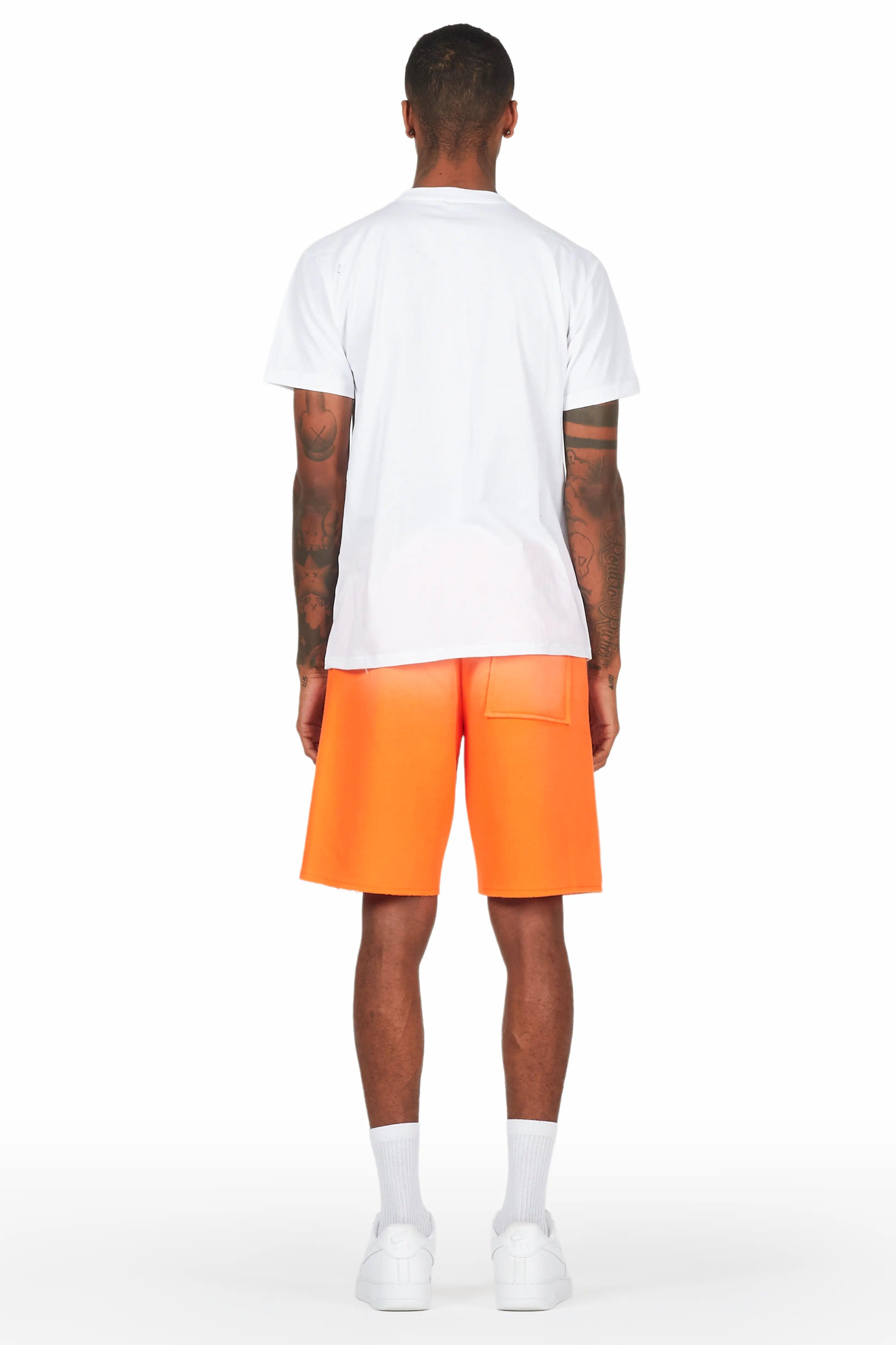 Rockstar Art Dist. White/Orange T-Shirt Short Set Male Product Image