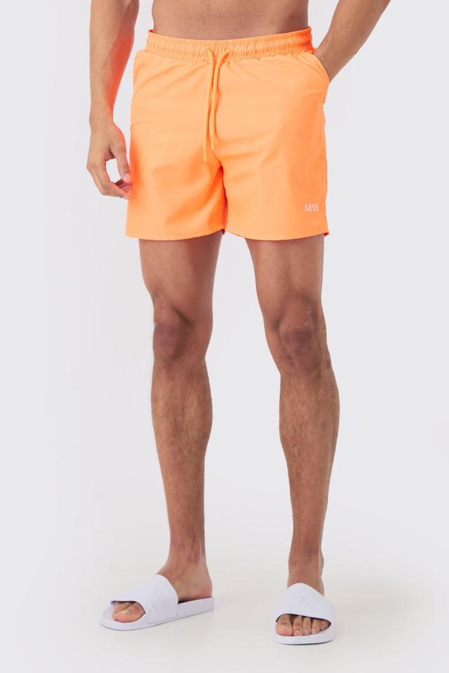 Mens Orange Original Man Mid Length Swim Short, Orange Product Image