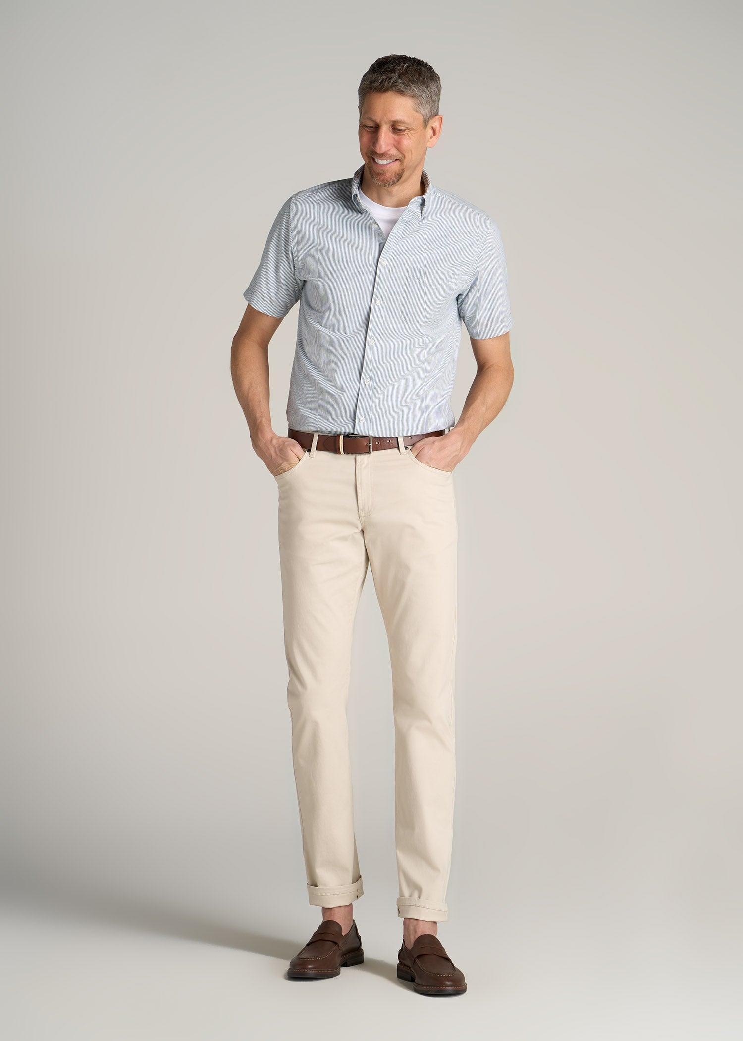 Carman TAPERED Fit Five Pocket Pants for Tall Men in Soft Beige Male Product Image