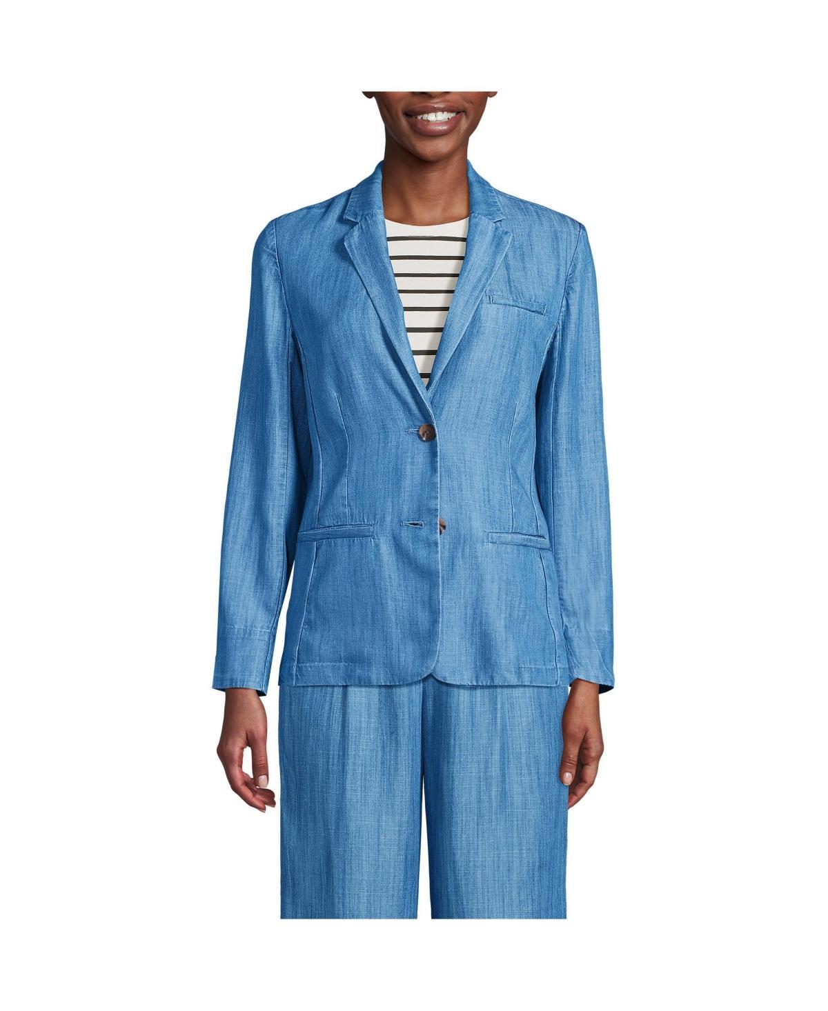 Womens Lands End Relaxed Blazer Soft Blue Product Image