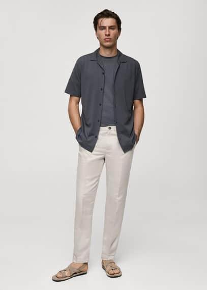 MANGO MAN - Tencel linen drawstring pants ice greyMen Product Image