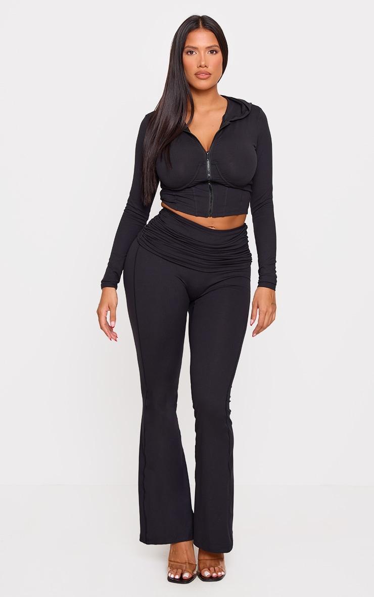 Shape Black Seamless Fold Over Pants product image