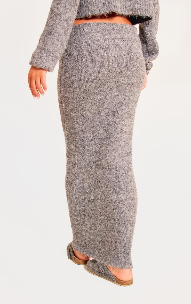 Grey Marl Knit Foldover Maxi Skirt Product Image