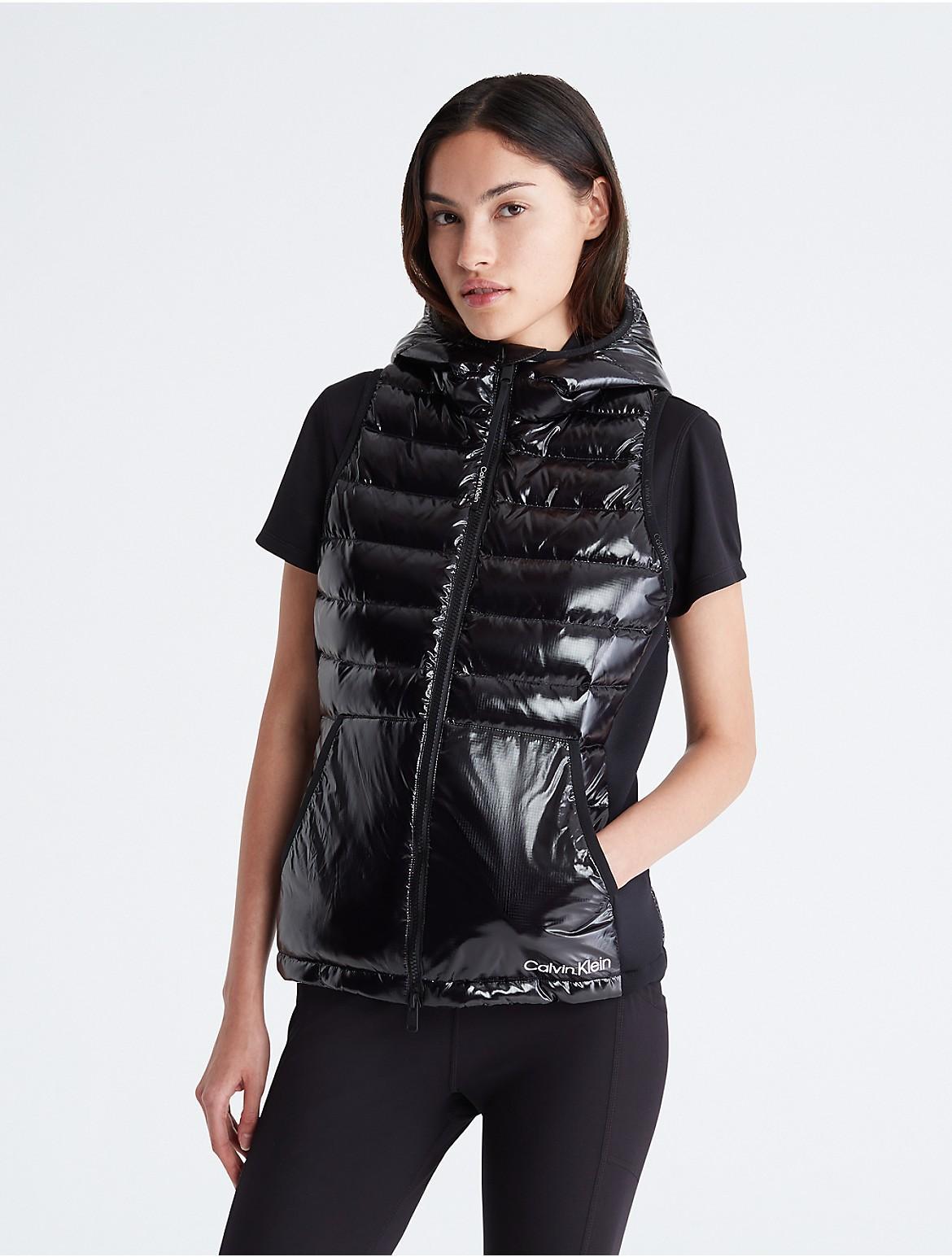 Calvin Klein Womens CK Sport Shiny Puffer Vest - Black - XL Product Image