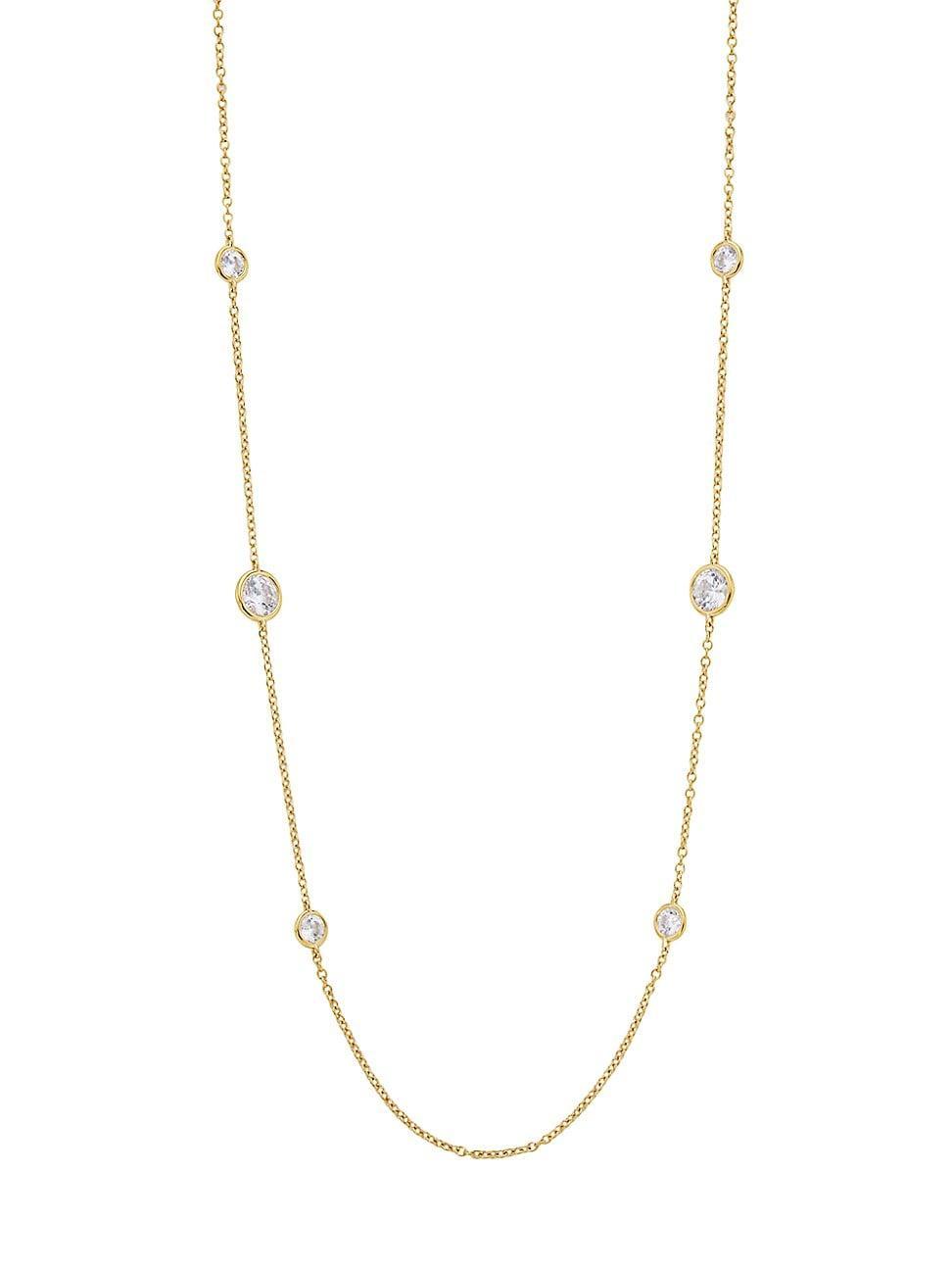 Womens Elevate 18K-Gold-Plated & Cubic Zirconia Station Necklace Product Image