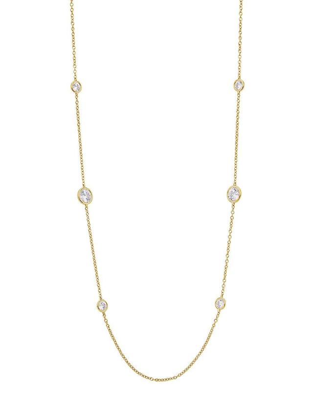 Womens Elevate 18K-Gold-Plated & Cubic Zirconia Station Necklace Product Image