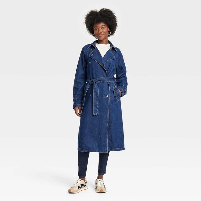 Womens Denim Trench Coat - Universal Thread Dark Wash Product Image