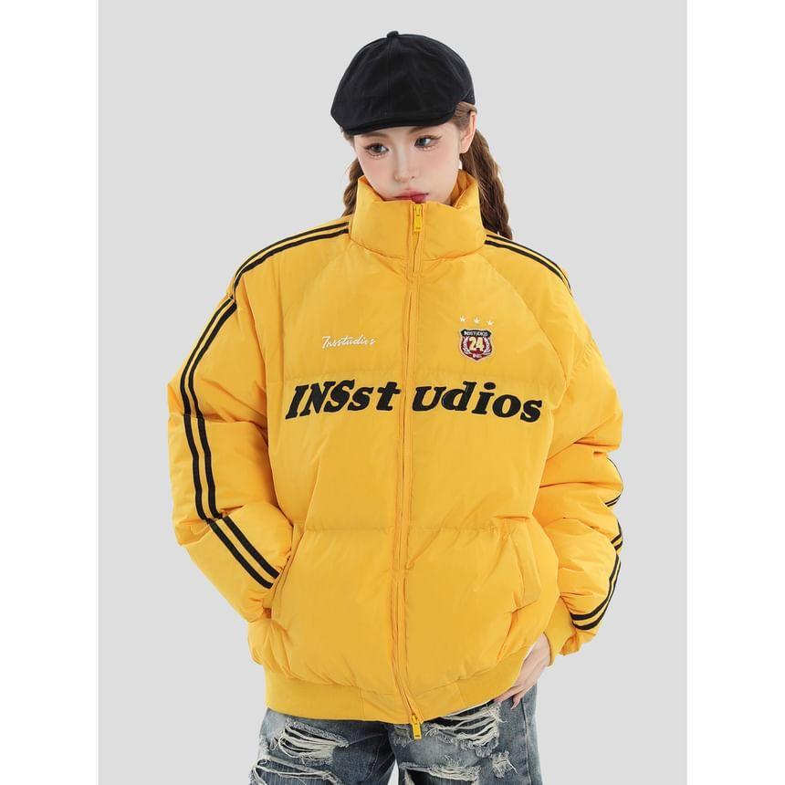 Couple Matching Lettering Hooded Puffer Jacket Product Image