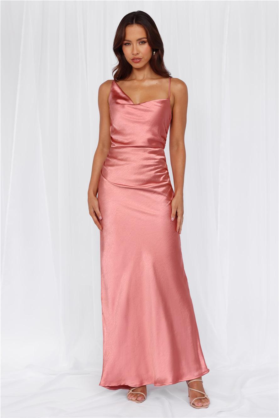 HELLO MOLLY The Madeline Cowl Satin Maxi Dress Rose Product Image