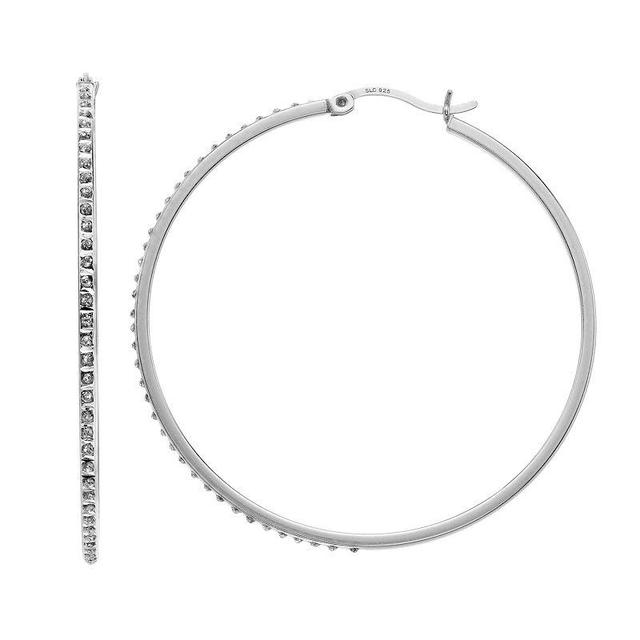 Diamond Mystique Round Hoop Earrings, Womens, White Over Silver Product Image