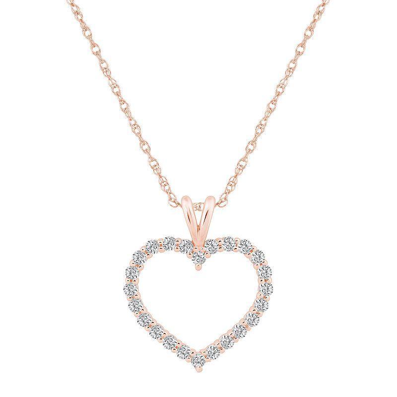 Alyson Layne 14k Gold 1/2 Carat T.W. Diamond Heart Pendant Necklace, Womens Pink Product Image