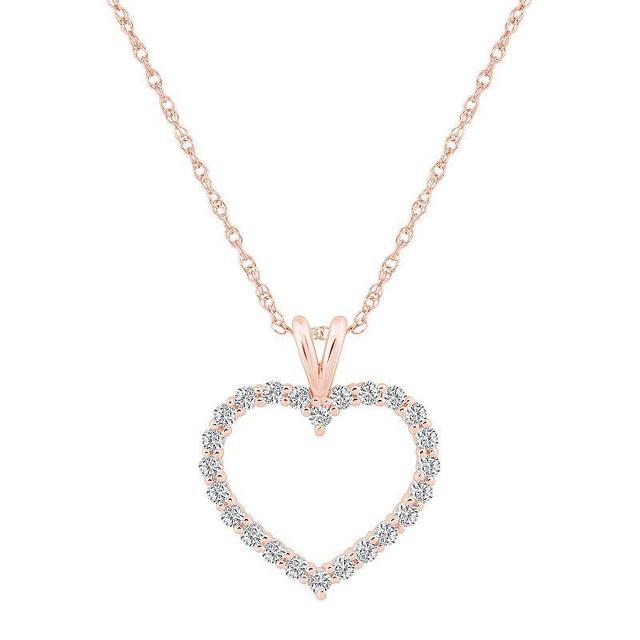 Alyson Layne 14k Gold 1/2 Carat T.W. Diamond Heart Pendant Necklace, Womens Pink Product Image