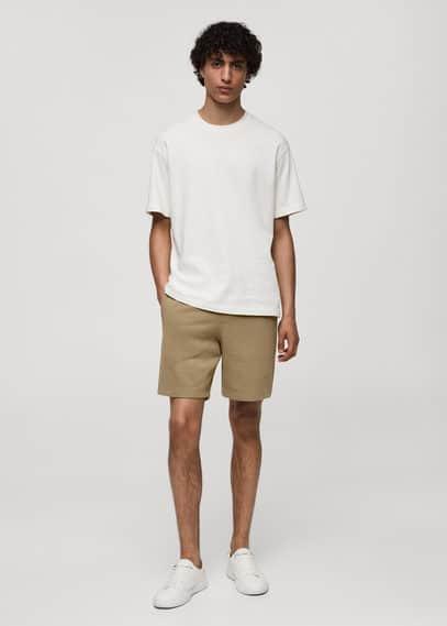 MANGO MAN - Jogger cotton Bermuda shorts sandMen Product Image