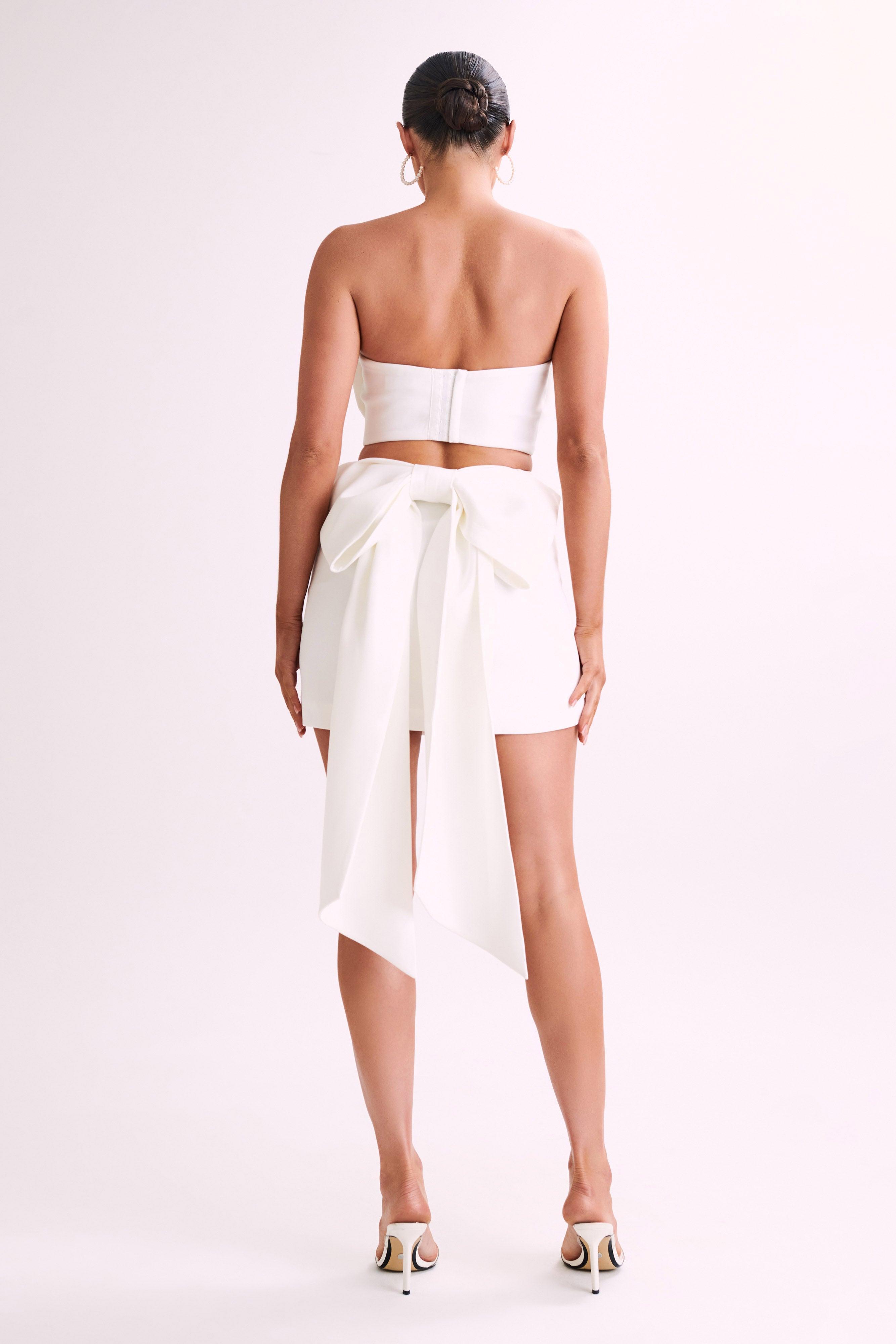 Katie Bow Crop Top - White Product Image