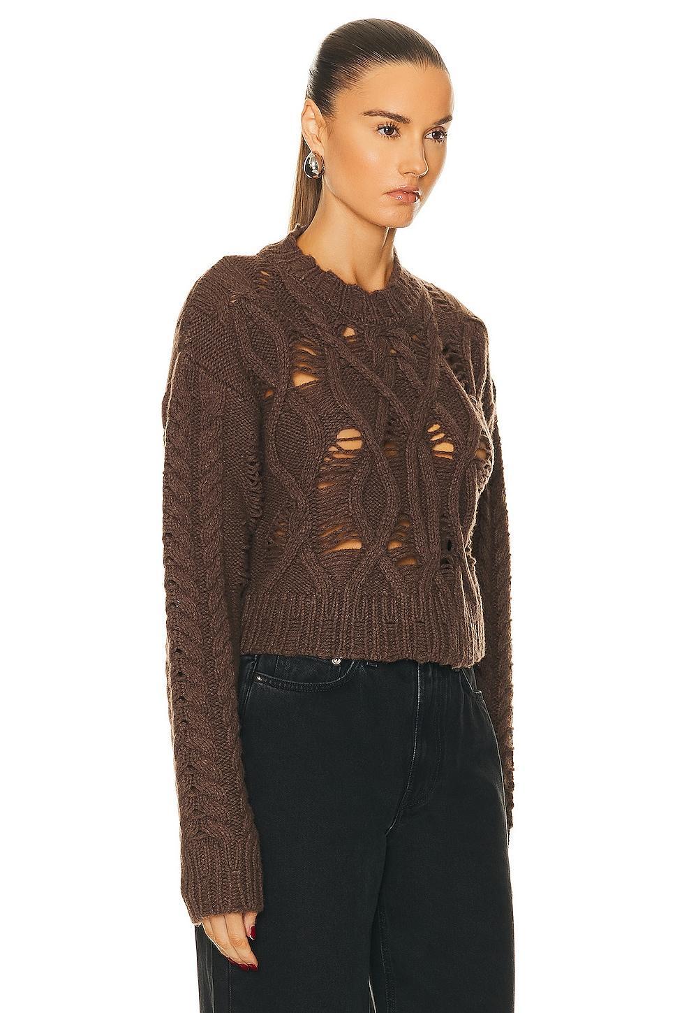 Aisling Camps Crop Cable Sweater in Brown Product Image