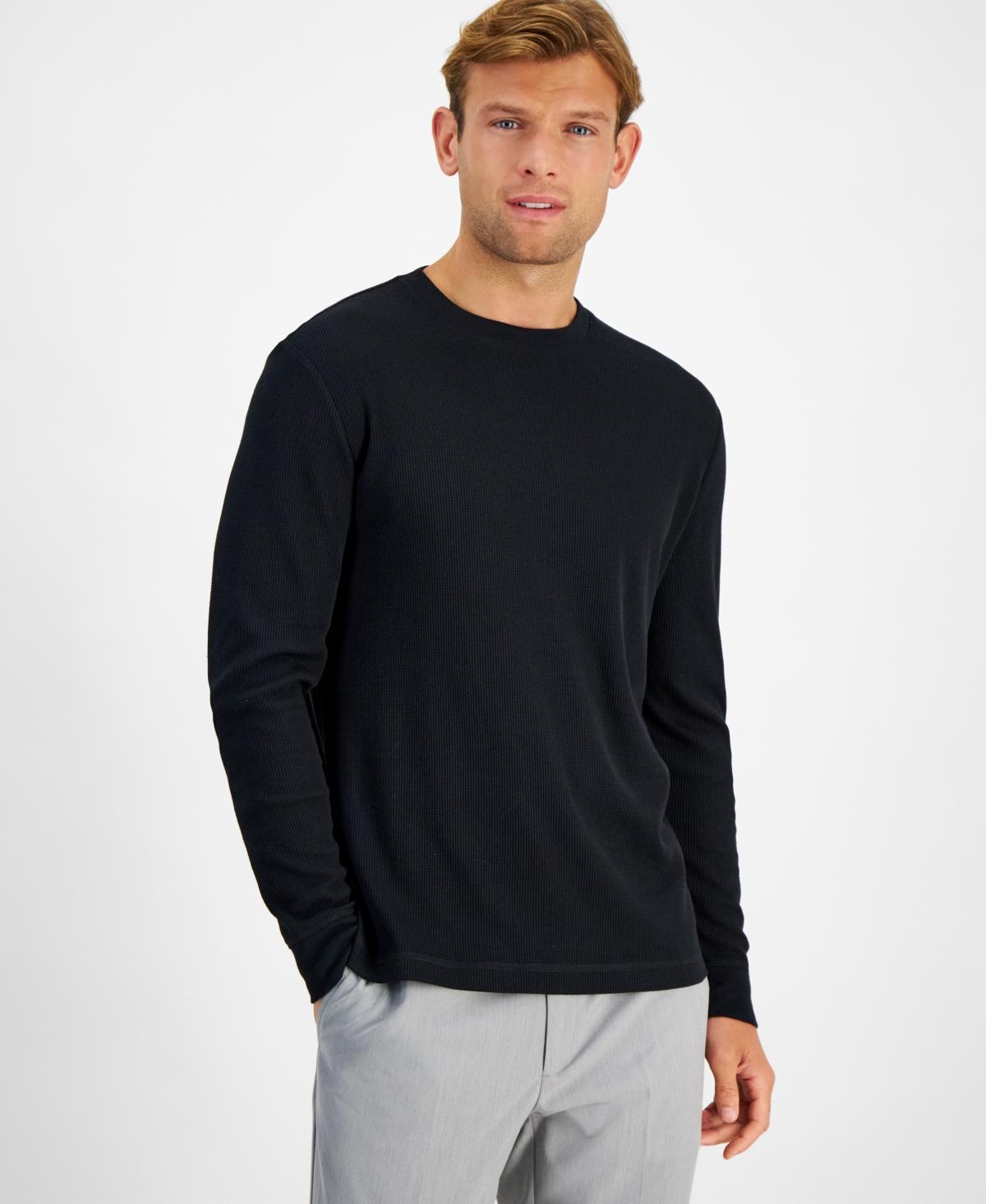 Club Room Mens Thermal Long-Sleeve Ribbed Crewneck Sweater, Created for Macys Product Image