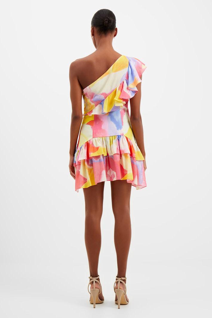 Isadora Faron One Shoulder Printed Mini Dress- Summer Multi Product Image