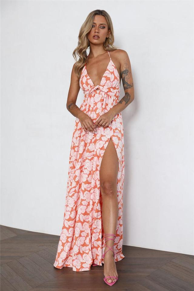 HELLO MOLLY Eternally Evergreen Maxi Dress Orange Product Image