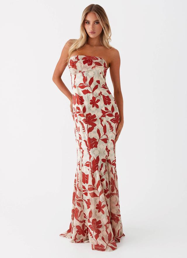 Willa Maxi Dress - Red Green Floral Product Image