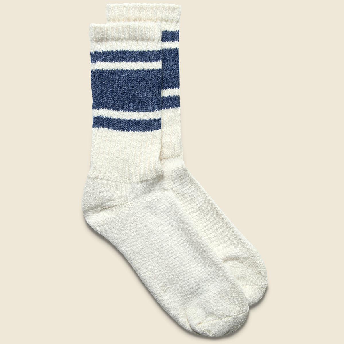 Retro Mono Stripe Crew Sock - Denim Heather Product Image