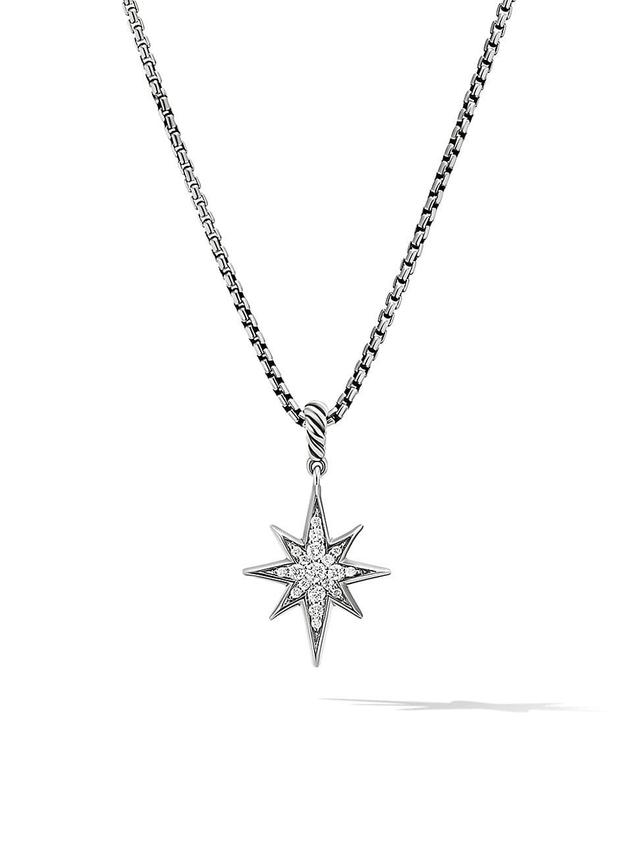 David Yurman Sterling Silver Cable Collectibles North Star Pendant Necklace with Diamonds, 17 Product Image