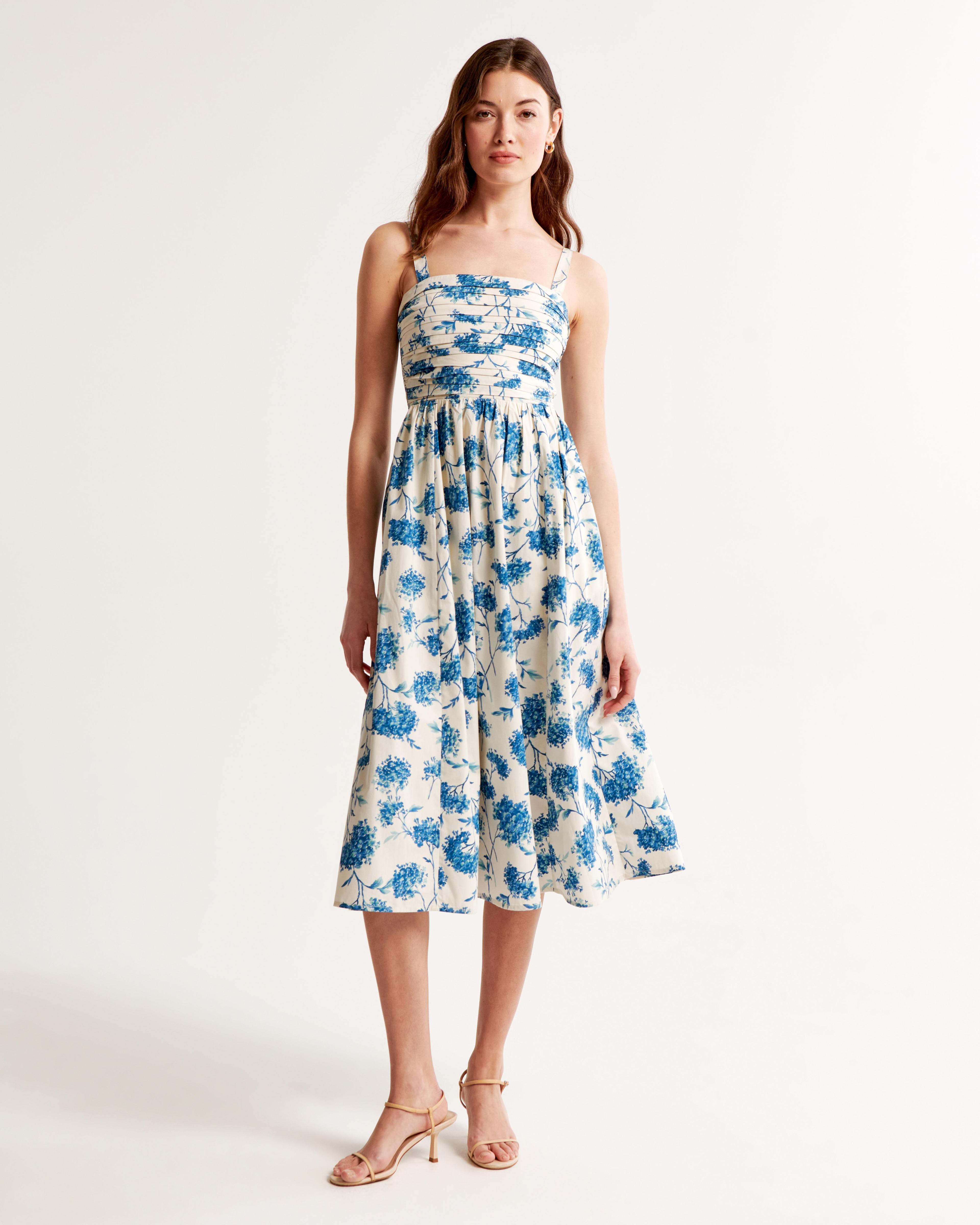 The A&F Emerson Poplin Wide Strap Midi Dress Product Image