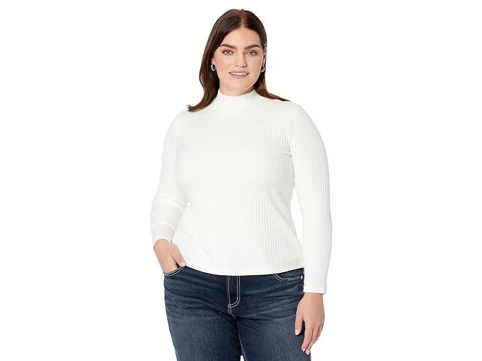 Liverpool Los Angeles Plus Size Mock Neck Long Sleeve Tee (Snow) Women's Clothing Product Image