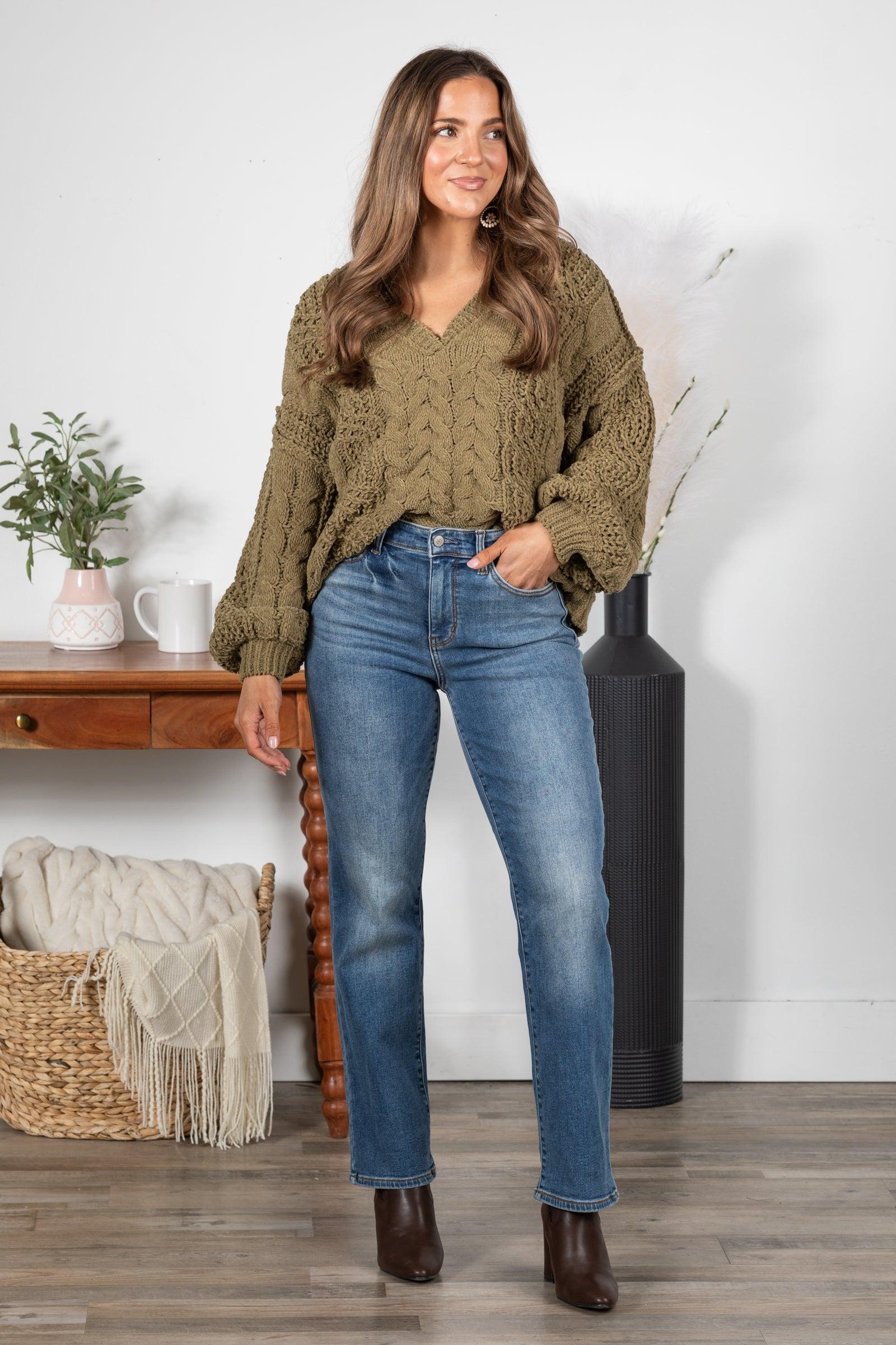 Judy Blue Vintage Wash Thermal Straight Jeans Product Image