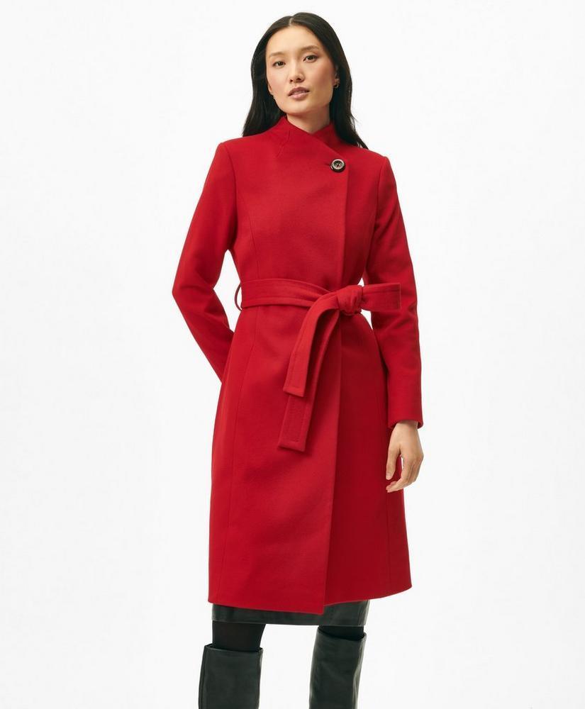 Wrap Coat in Water-Repellent Brushed-Twill Wool Product Image