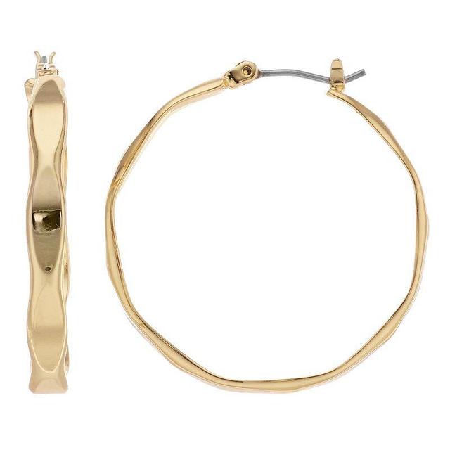 Nine West Wavy Flat Hoop Earrings, Womens, Gold Product Image