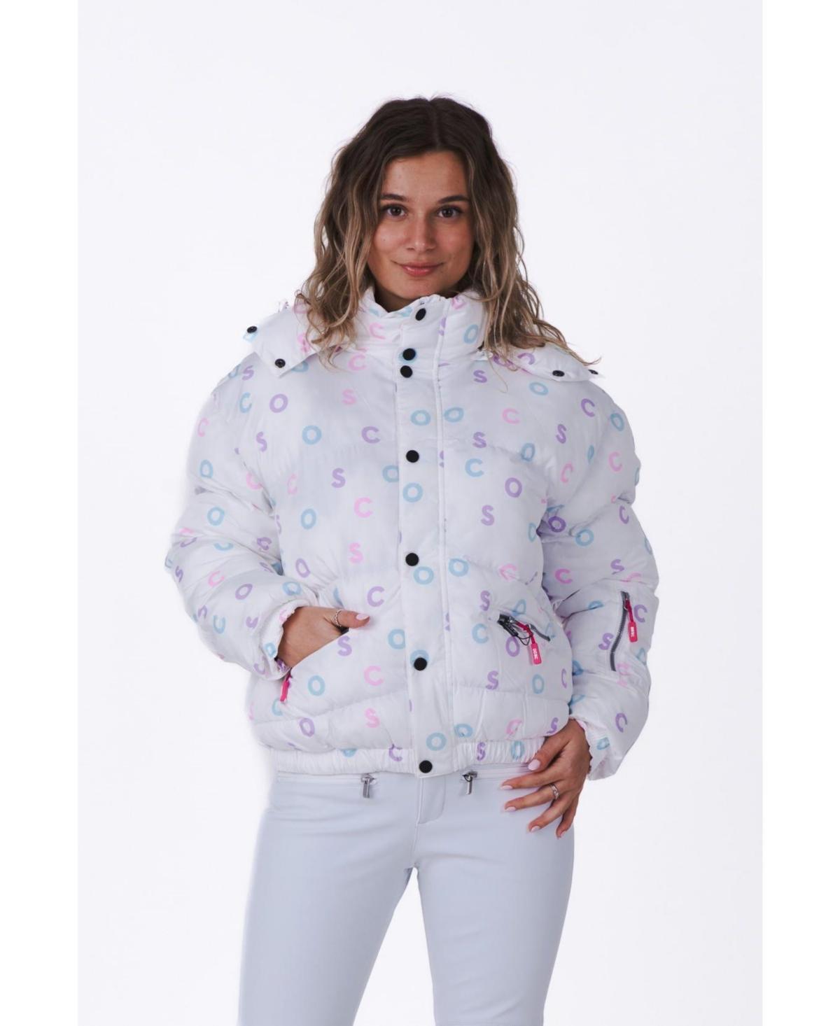 Womens White Oosc Print Chic Puffer Jacket Product Image