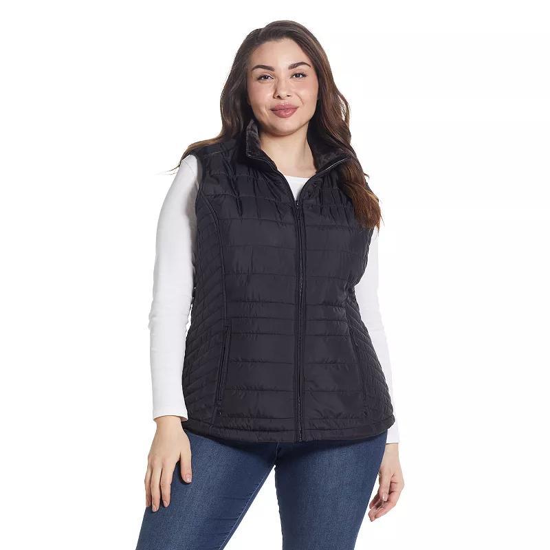 Plus Size Weathercast Plush Lined Puffer Vest, Womens Product Image