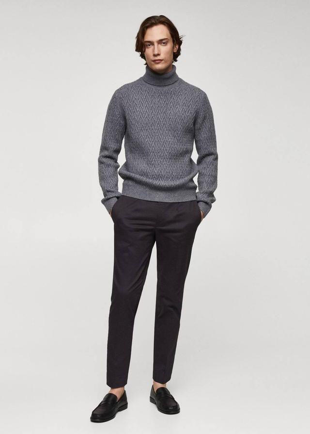 MANGO MAN - Braided turtleneck sweater medium heather greyMen Product Image