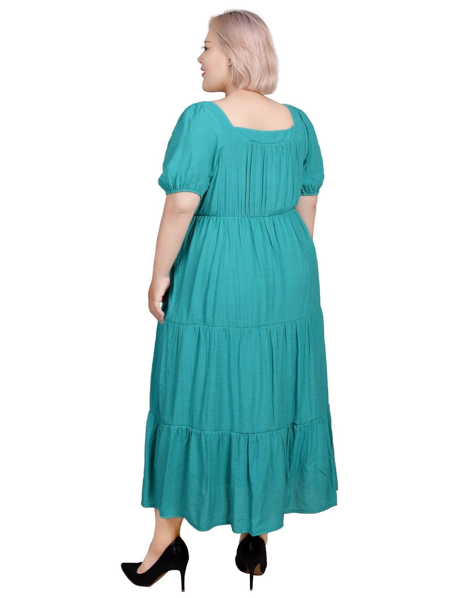 Short Sleeve Tiered Midi Dress - Plus Product Image