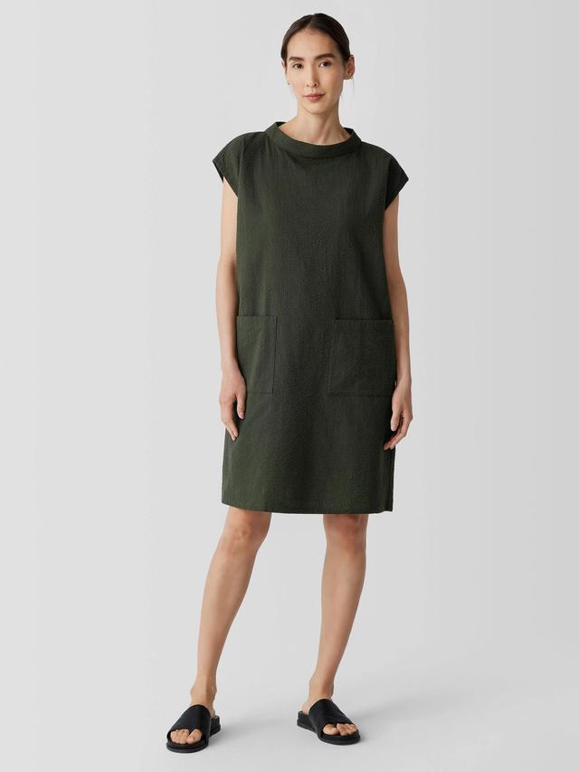 EILEEN FISHER Organic Cotton Ripple Mock Neck Dressfemale Product Image