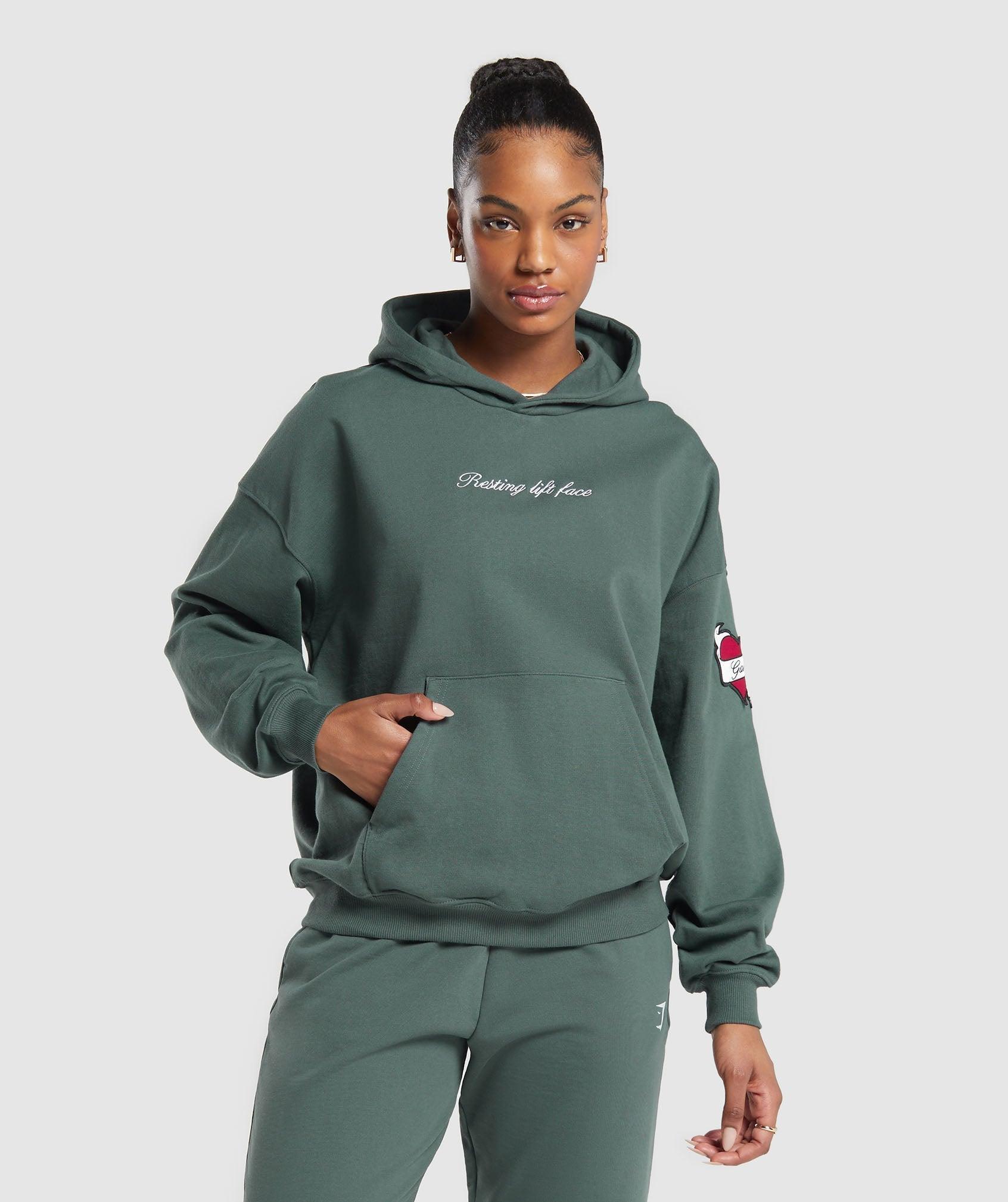 Gymshark Tattoo Oversized Hoodie - Slate Teal Female product image