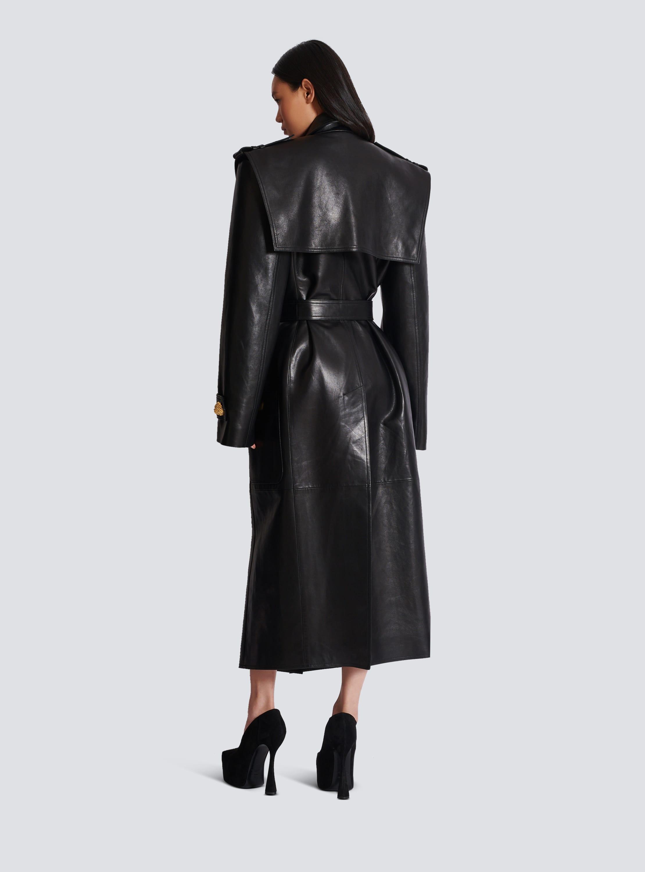 Belted trench coat in lambskin leather Product Image