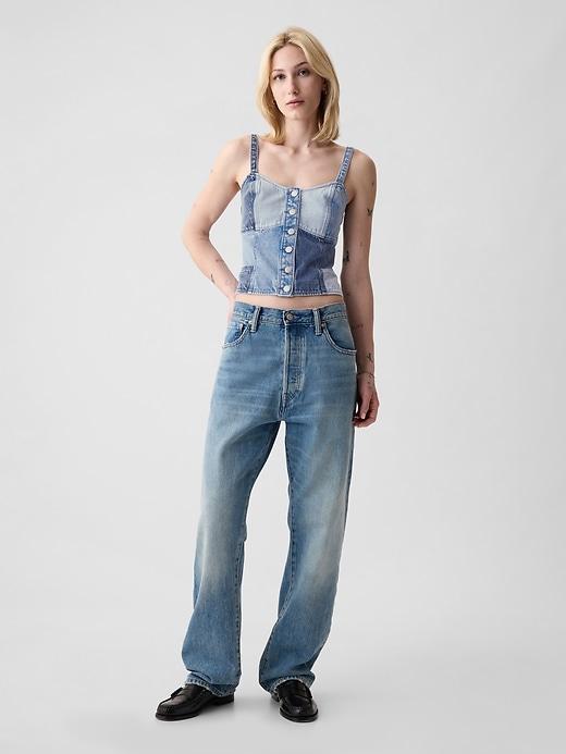 Patchwork Denim Corset Top Product Image