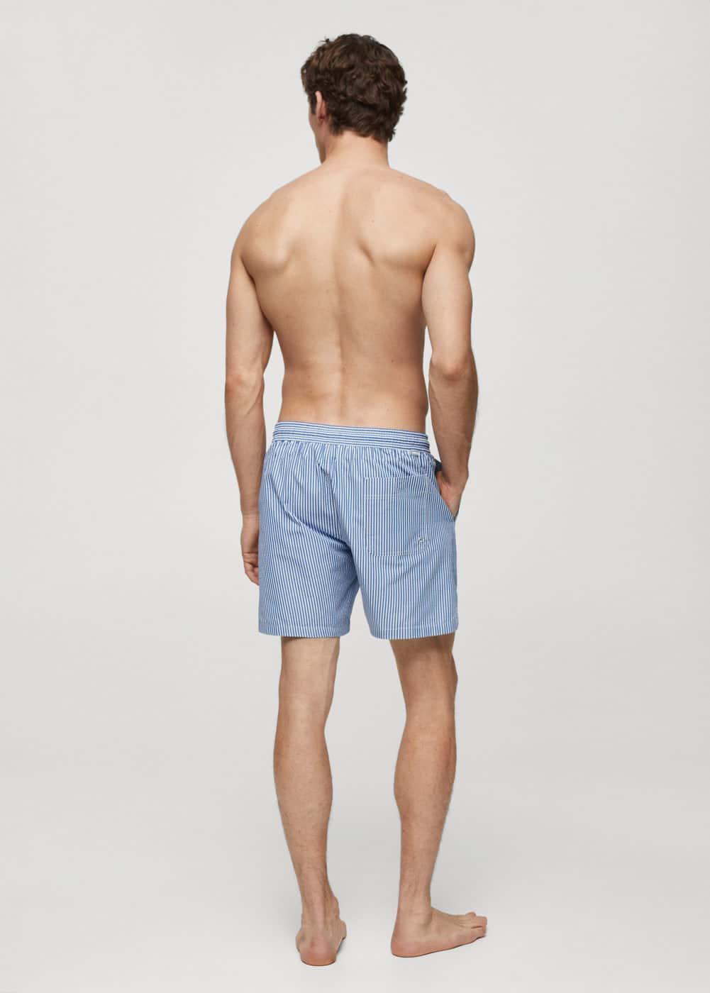 Seersucker striped drawstring swimsuit - Men | MANGO USA Product Image