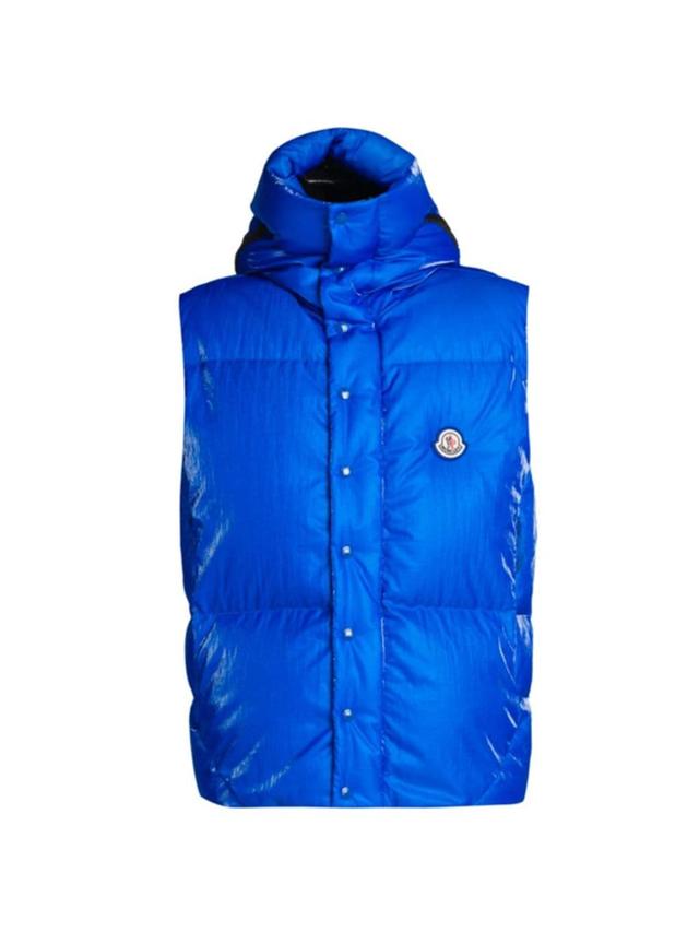 MONCLER Lawu Hooded Ripstop Down Gilet In Blue Product Image