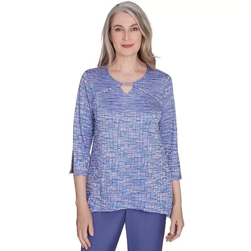 Petite Alfred Dunner Space-Dye Detailed Charm Top, Womens Product Image